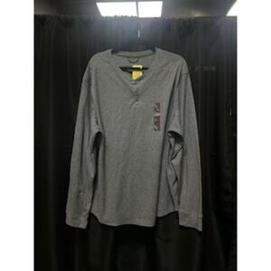 NWT-ALL IN MOTION Light Gray Waffle Knit Long Sleeve Henley Shirt- XXL